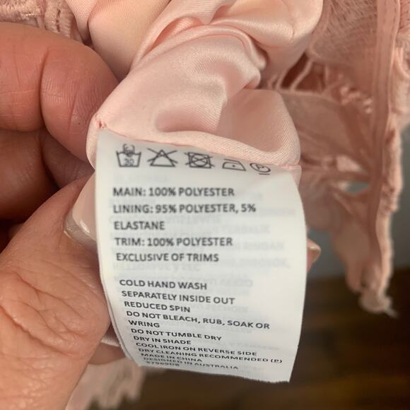 Bardot Botanica Lace Dress Womens Size 6 Pink Sleeveless Sheath Dress Wedding - Picture 10 of 11